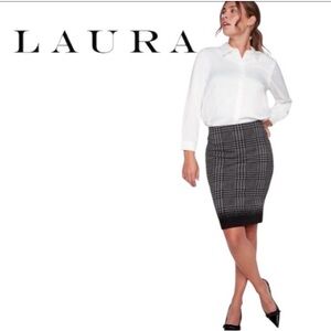 3X Laura Houndstooth Knit Pencil Slip-On Skirt, NWT